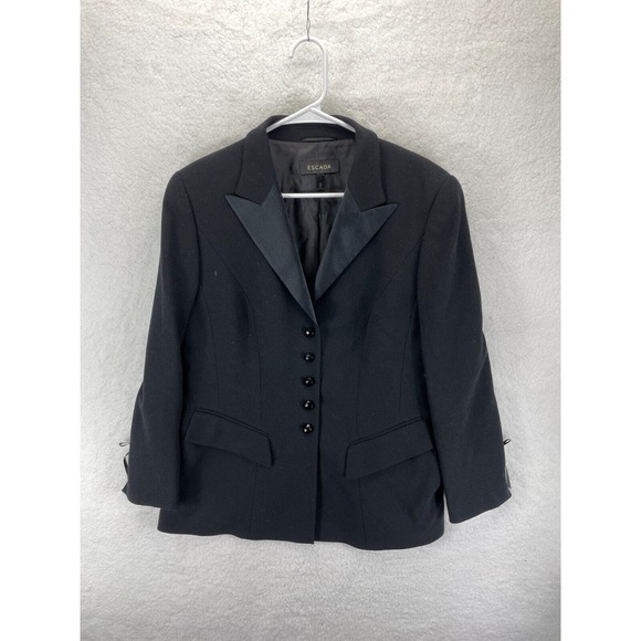 Escada Women's Blazer‎ Button Black Long Sleeve Wool Size Medium - Picture 1 of 10